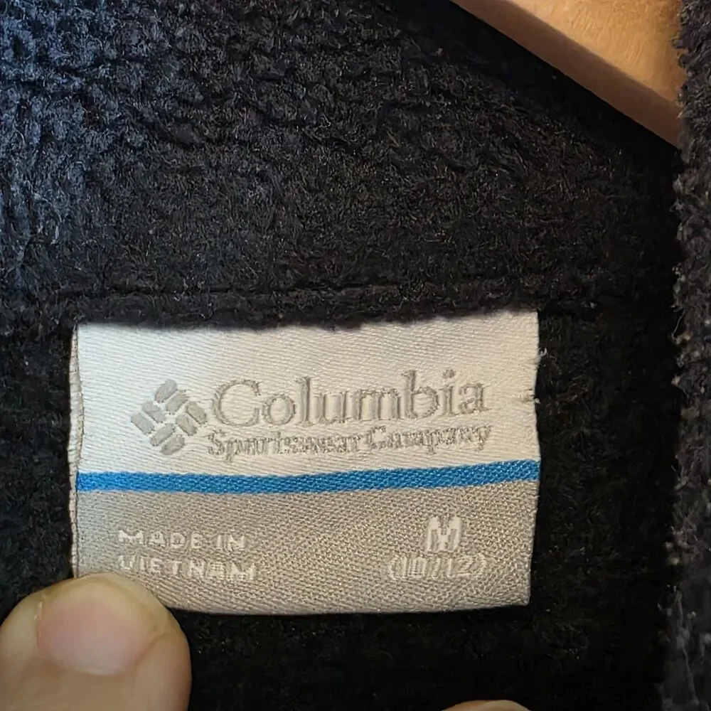 Columbia Black Full Zip Fleece Jacket Medium (10/12) Youth Kids Zip Pockets